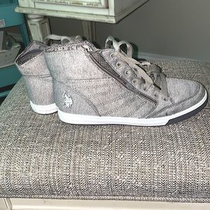 Polo Ralph Lauren Grey high top shoes! Size 6.5 women’s shoes.